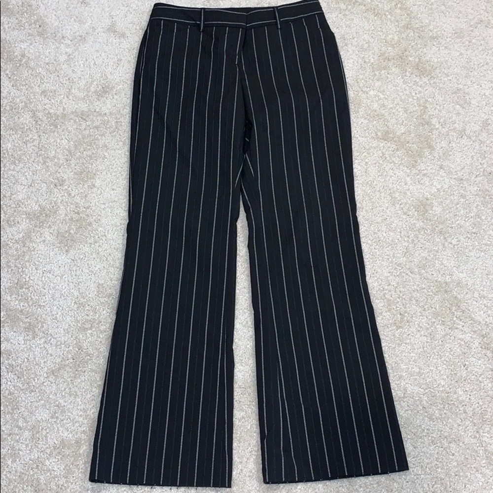 Black and white striped editor pants